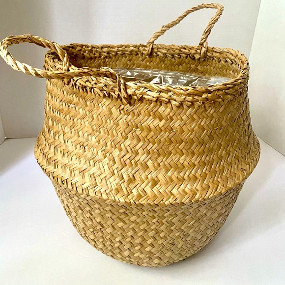 Straw Bucket Tote Tree Pot - Picture 3 of 5